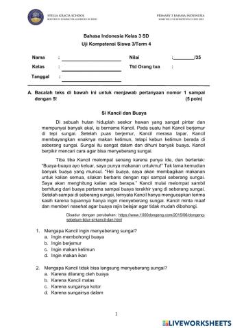 Uji Kompetensi 3 Bahasa Indonesia Kelas 3 Semester 2