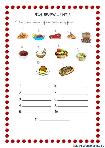 FINAL REVIEW UNIT 5 - 4th GRADE