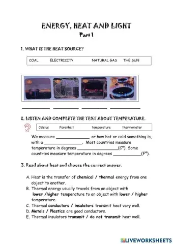 Energy, heat and light part 1