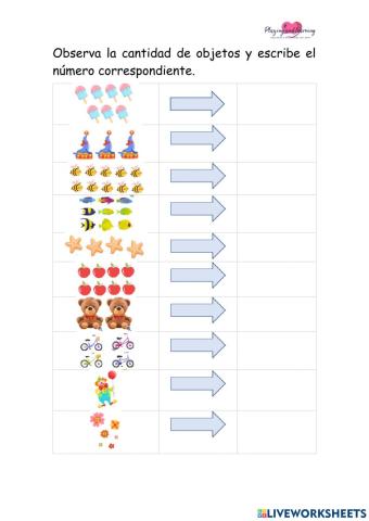 Cuenta y escribe los números