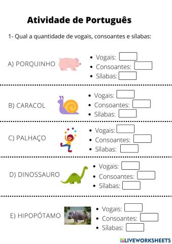 Vogais consoantes e silabas