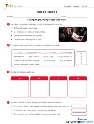 Diptongos, triptongos y los hiatos