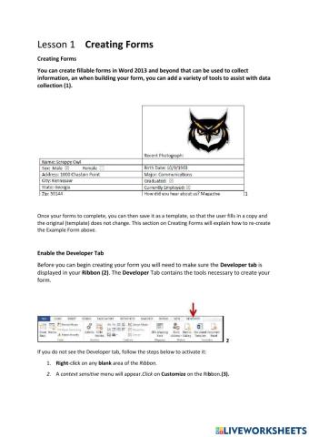 Lesson 1 Creating Forms