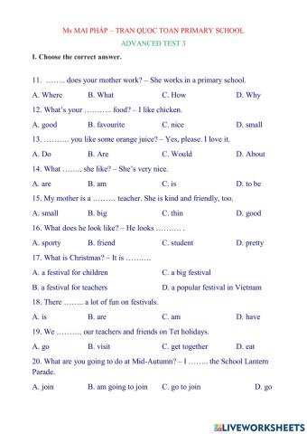 Grade 4-advanced test 3