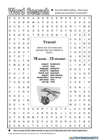 Travel wordsearch