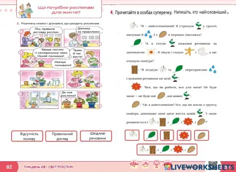 Тиждень 28.Що потрібно рослинам для життя?