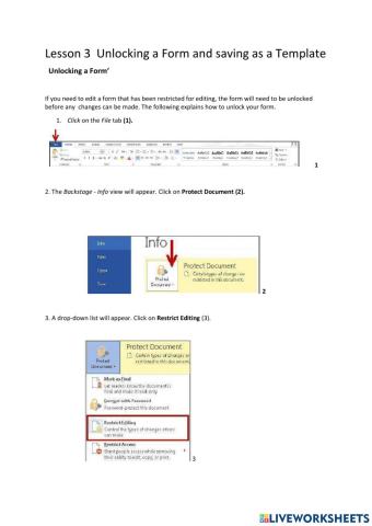 Lesson 3 Unlocking a Form and saving as a Template