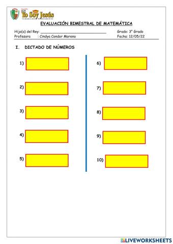 Evauación de matemática