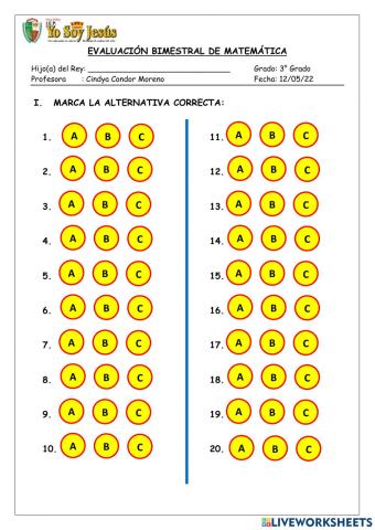 Evaluación de matemática