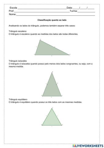 Classificação triangulo