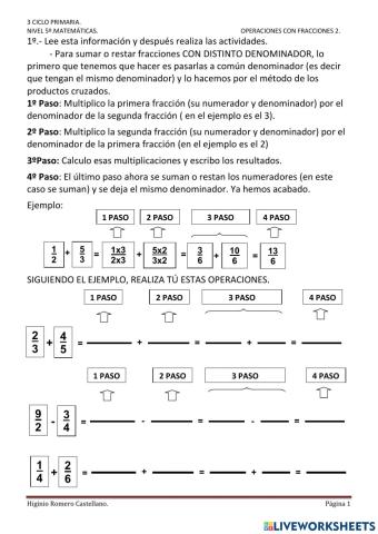 Suma y resta de fracciones