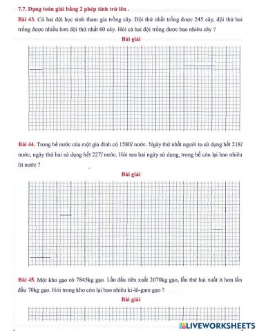 Toán 3 lên 4 - Dạng 7.7: Giải toán bằng 02 phép tính trở lên