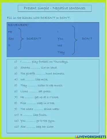 Present simple - Negative sentences