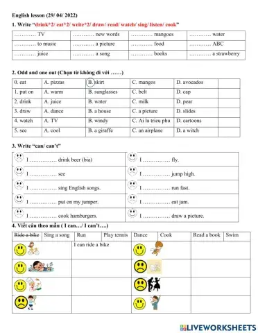 Group 2 - Action vebs + can- can't