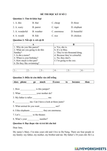 Grade 4 test 2