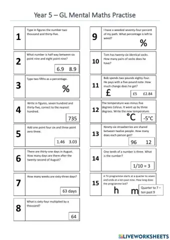 Year 5 GL Mental Maths - week 2