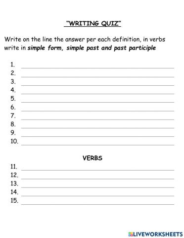 WRITING QUIZ MAY 13th  VOC 26