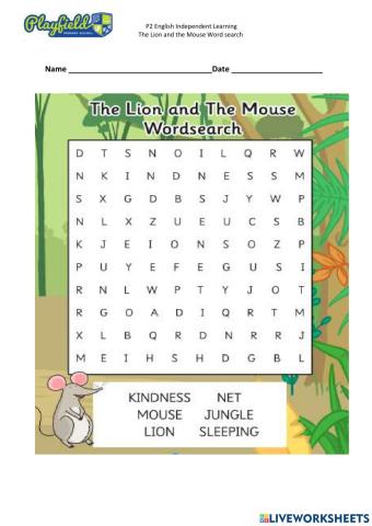 The Lion and the Mouse Word Search