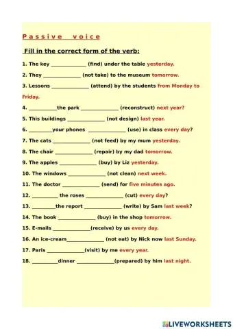 Passive voice present, past and future