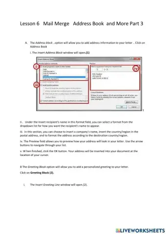 Lesson 6 Mail Merge Address Book and more Part 3