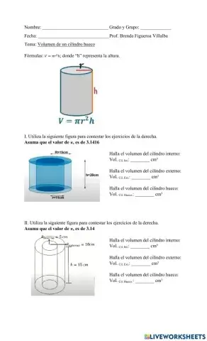 Volumen de un cilindro hueco