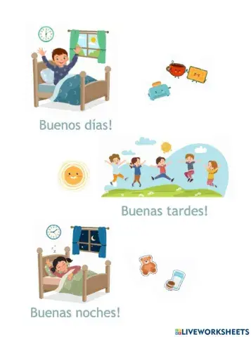 Ficha de trabajo los saludos en español