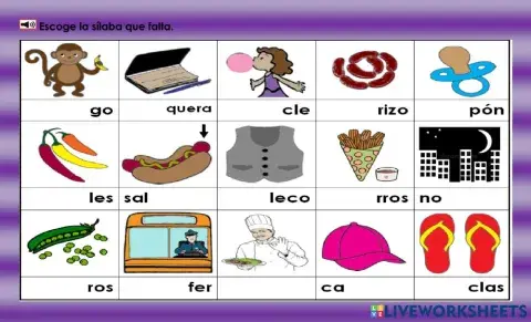 Ch: escoge la silaba que falta.