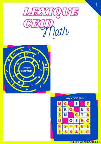 Lexique CE1D Math - Jeux - Partie 1