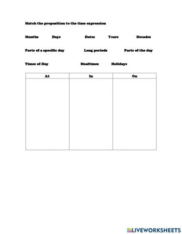 Prepositions of time