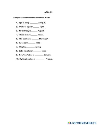 Prepositions of time