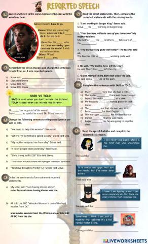 Reported Speech - DC Multiple choice