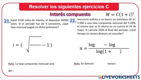 Interés Compuesto periodo y tasa 7C