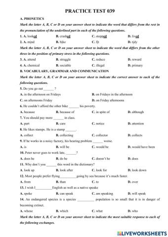 Practice test 39