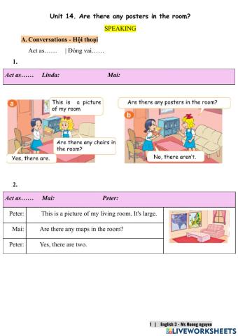 E3U14 Are there any posters in the room? -nuongnguyen