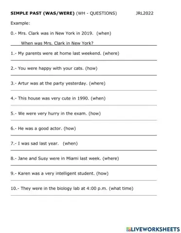 WH-Questions Simple Past Verb to be