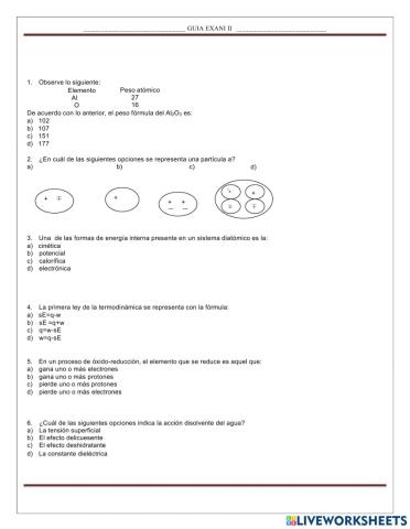 Examen Química CEGA