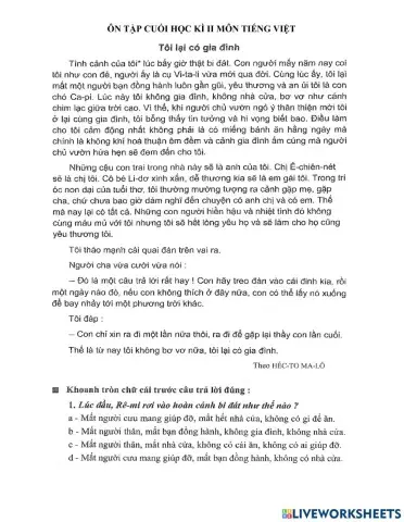 Ôn tập cuối năm - TV