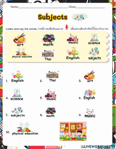 P.3 School subjects-Speaking words