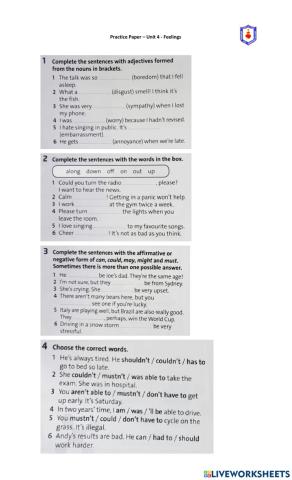 Feelings - Modals in present