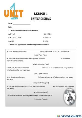 Diverse customs