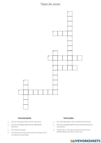 Crucigrama tipos de voces