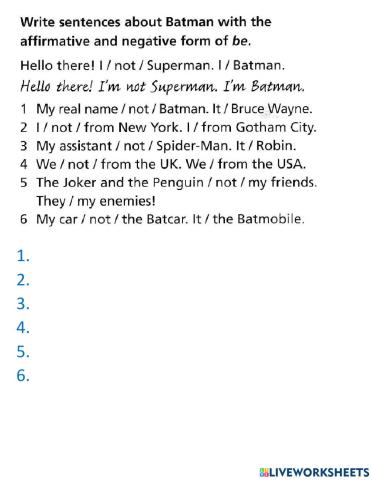 Writing affirmative and Negative statements Present simple