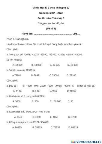 Đề thi cuối kì 2 -3