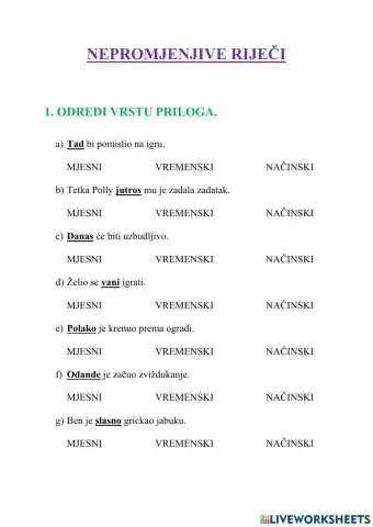 Nepromjenjive riječi - 5.