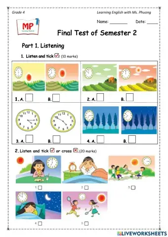 English 4 - The 2nd term test - Listening