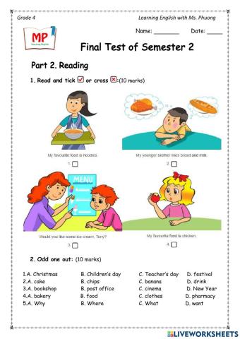 English 4 - The 2nd term test - Reading
