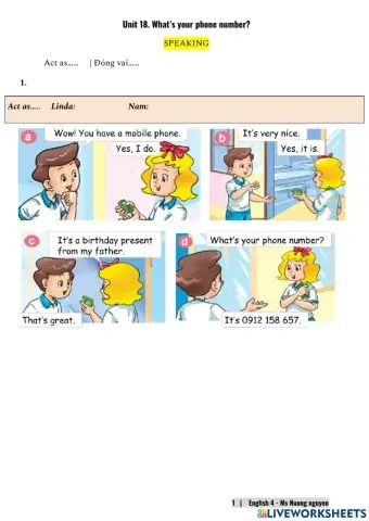 E4U18 (speaking) What's your phone number? -nuongnguyen