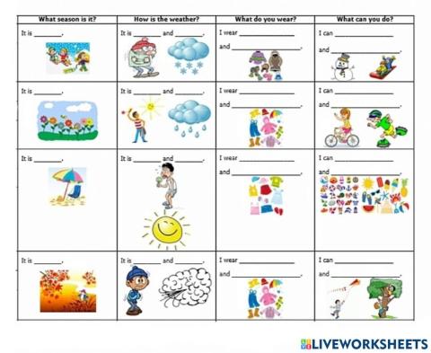 Seasons,weather, activities