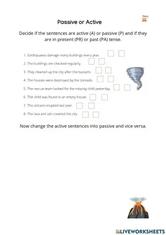 Natural disaster Passive and active sentence