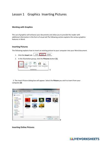 Lesson 1 Graphics Inserting Pictures